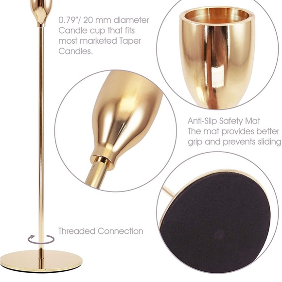 Taper holders Rose Gold x2 set of 3 Decorative Candlestick Holder - Picture 3 of 7